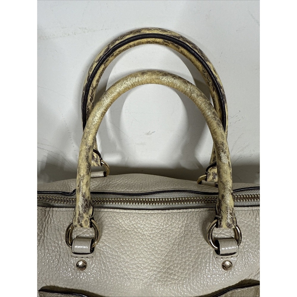 Coach Pebble Leather Emma Satchel w/ Signature Canvas and Snake Embossed Leather - Picture 5 of 14
